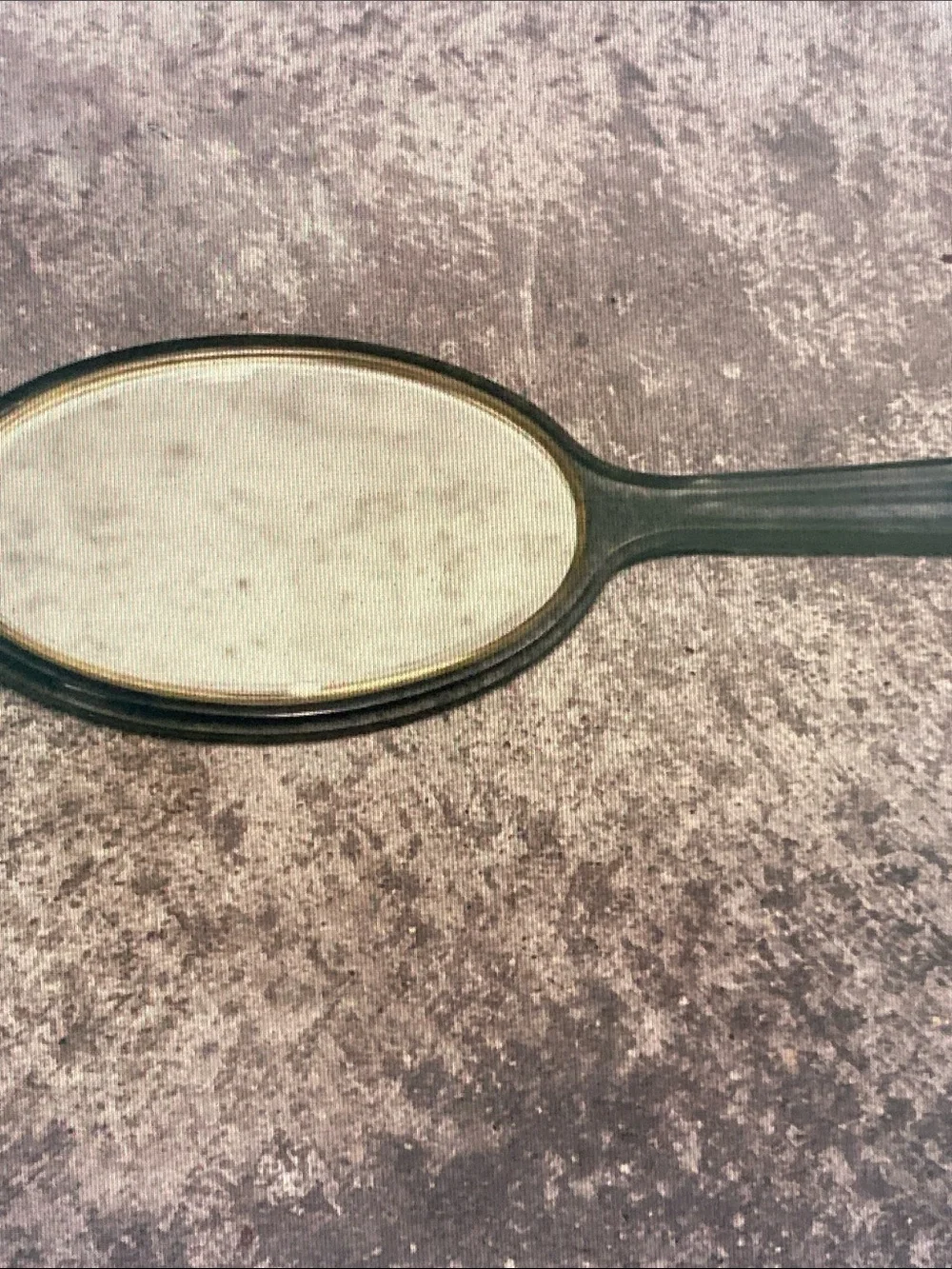 Classic Black Hand Mirror with Gold Accent